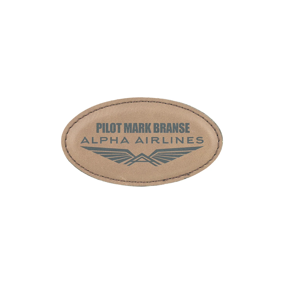 3 1/4" x 1 3/4" Dark Brown Leatherette Oval Badge w/ Magnet 1