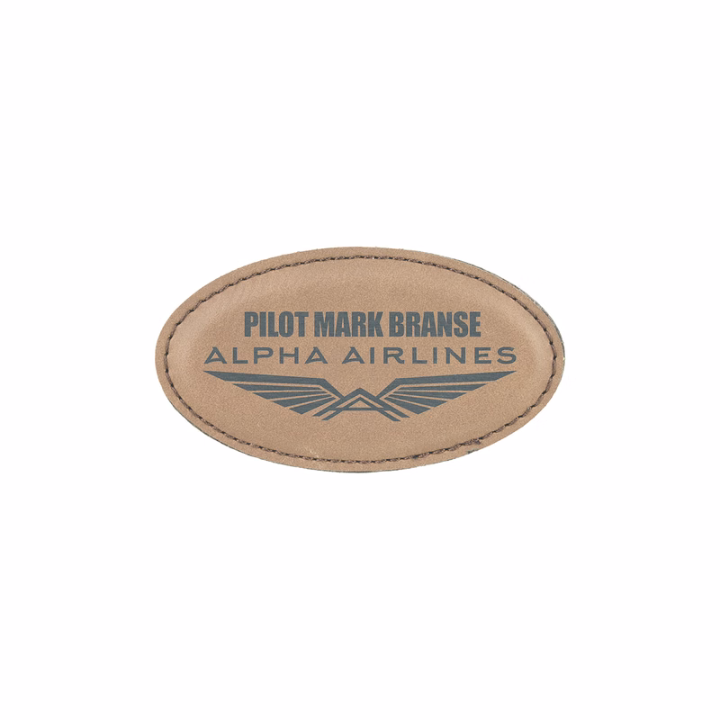 3 1/4" x 1 3/4" Dark Brown Leatherette Oval Badge w/ Magnet