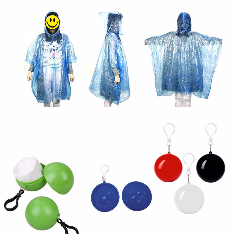 Disposable Emergency Rain Poncho Ball Key Chain