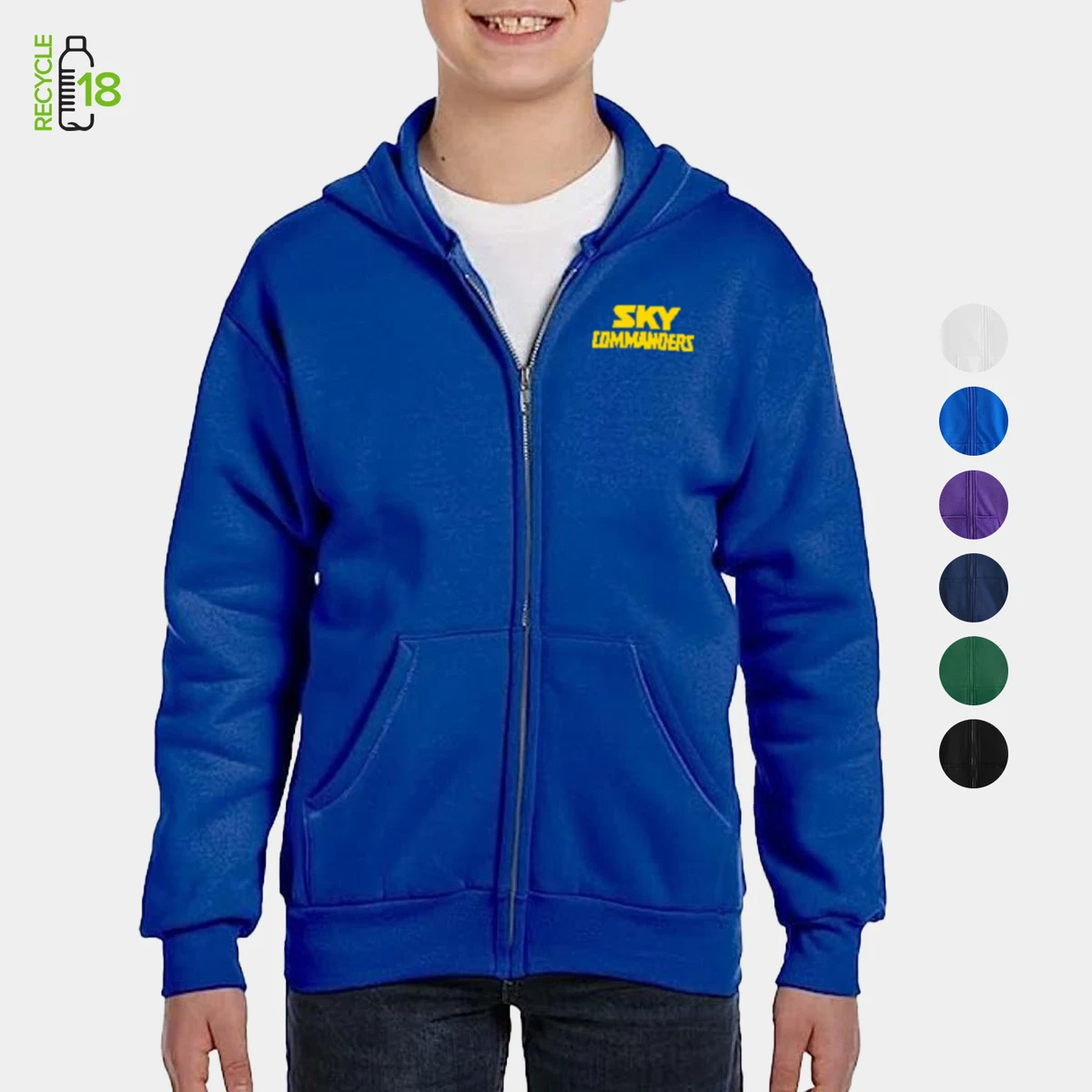 REPREVE® - Youth Recycled Full Zip Hooded Sweatshirt w/ Wrinkle Free, custom youth shirt with logo imprint 1