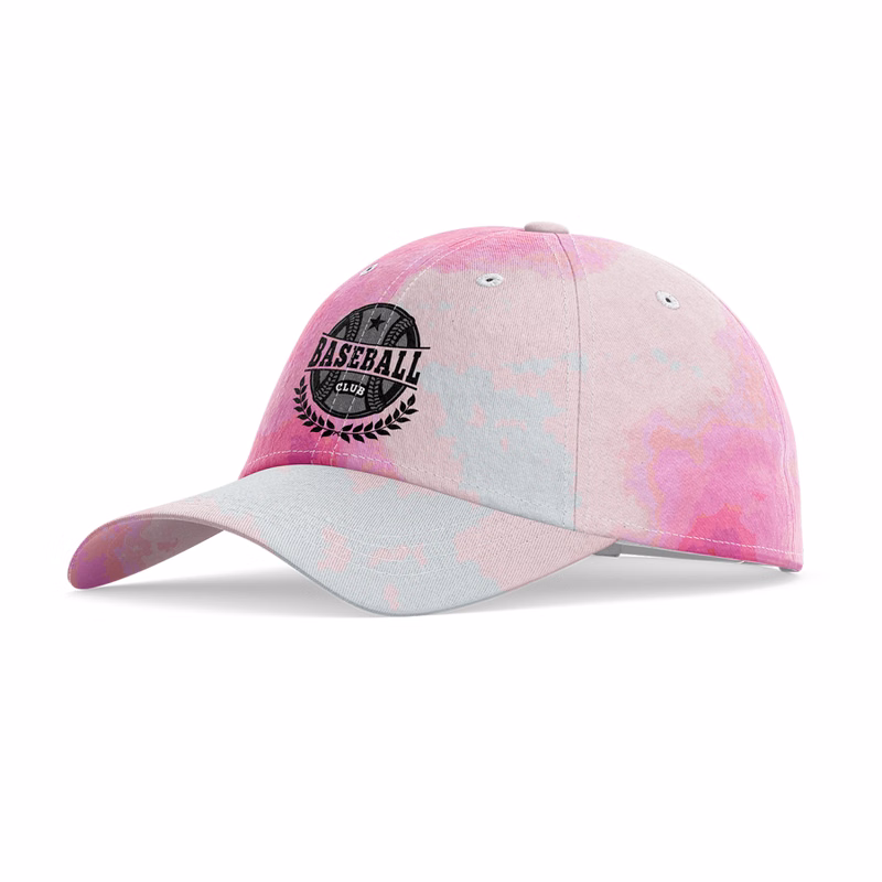 Premium Stock Cotton 6-Panel Structured Tie Dye Cap w/ Metal