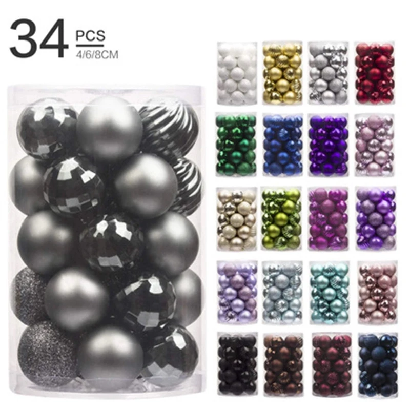 34Pcs Christmas balls set 4cm ornaments tree decor 1