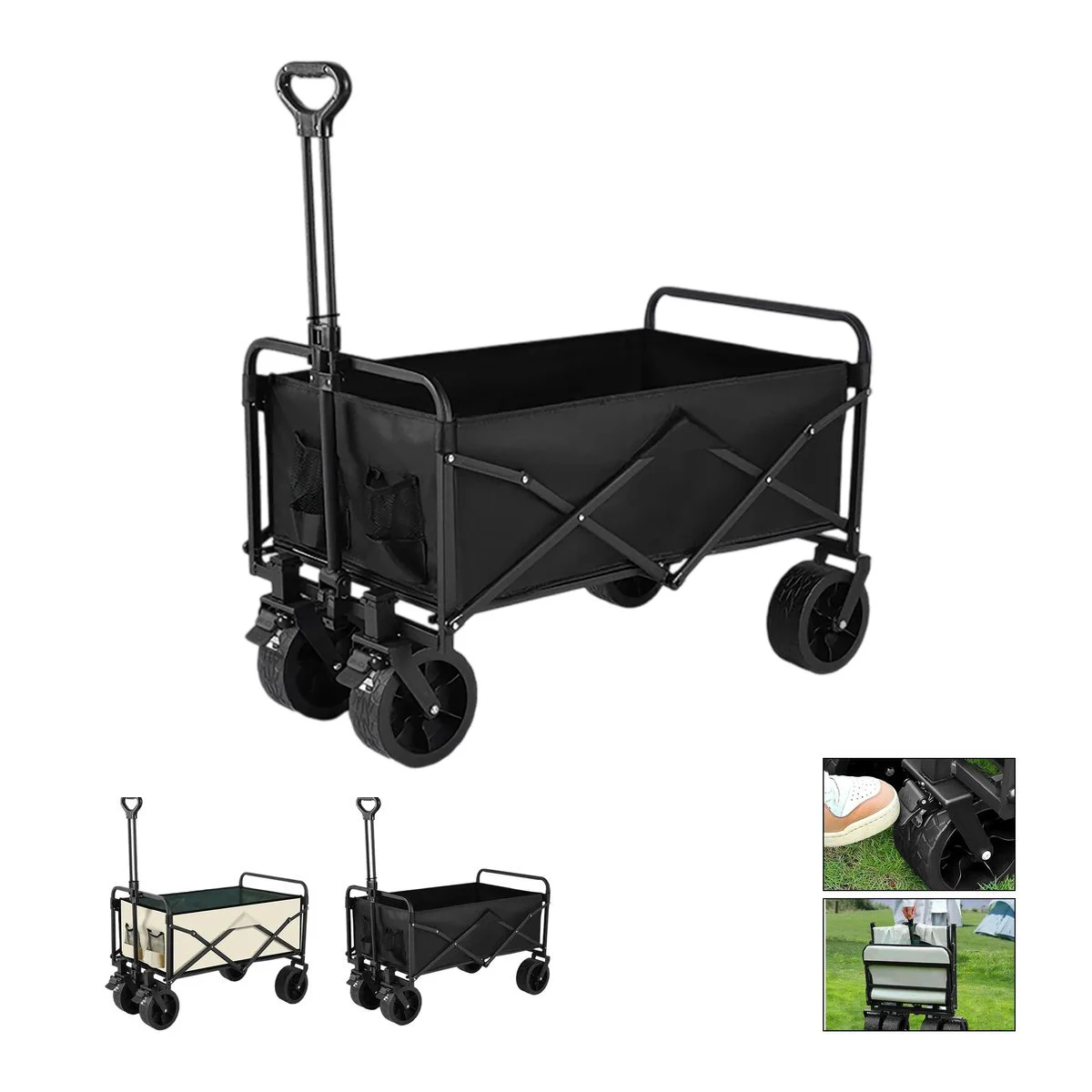 Camping Wagon with Wide Wheels and Foldable Frame 1