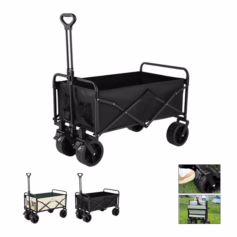 Camping Wagon with Wide Wheels and Foldable Frame