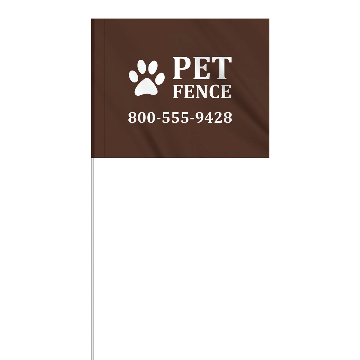 1-Color 4" x 5" Custom Vinyl Marking Flag w/ 18" Plastic Staff 1
