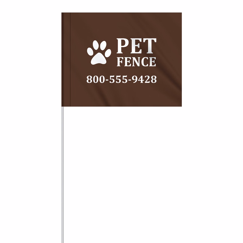1-Color 4" x 5" Custom Vinyl Marking Flag w/ 18" Plastic Staff