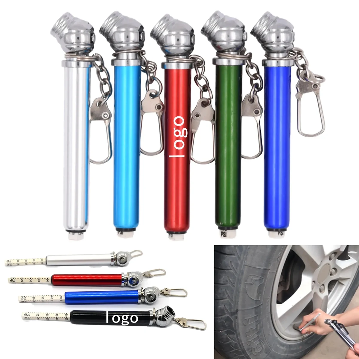 Vehicle Motor Tyre Tire Air Pressure Test Pen Keychain 1