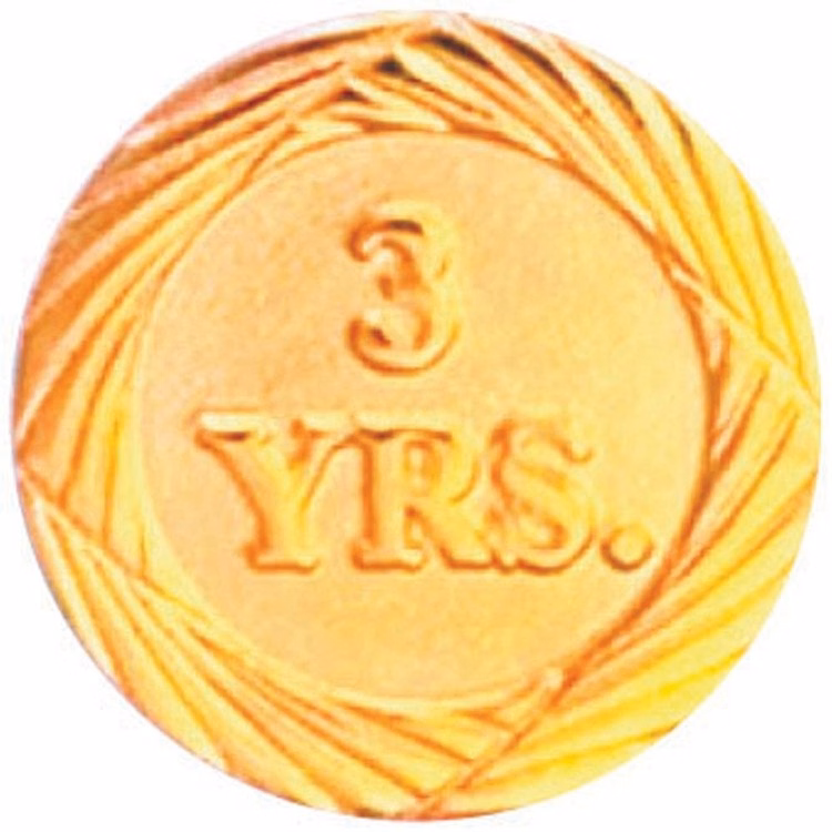 Bright Gold 3 Year Service Lapel Pin