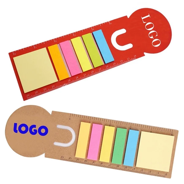 Custom Ruler Sticky Notes with 5-Color Eco Paper — Compact Measurement Office Promo Set 1
