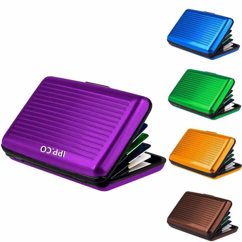 RFID-Blocking Aluminum Silver Wallet Credit Cards Holder