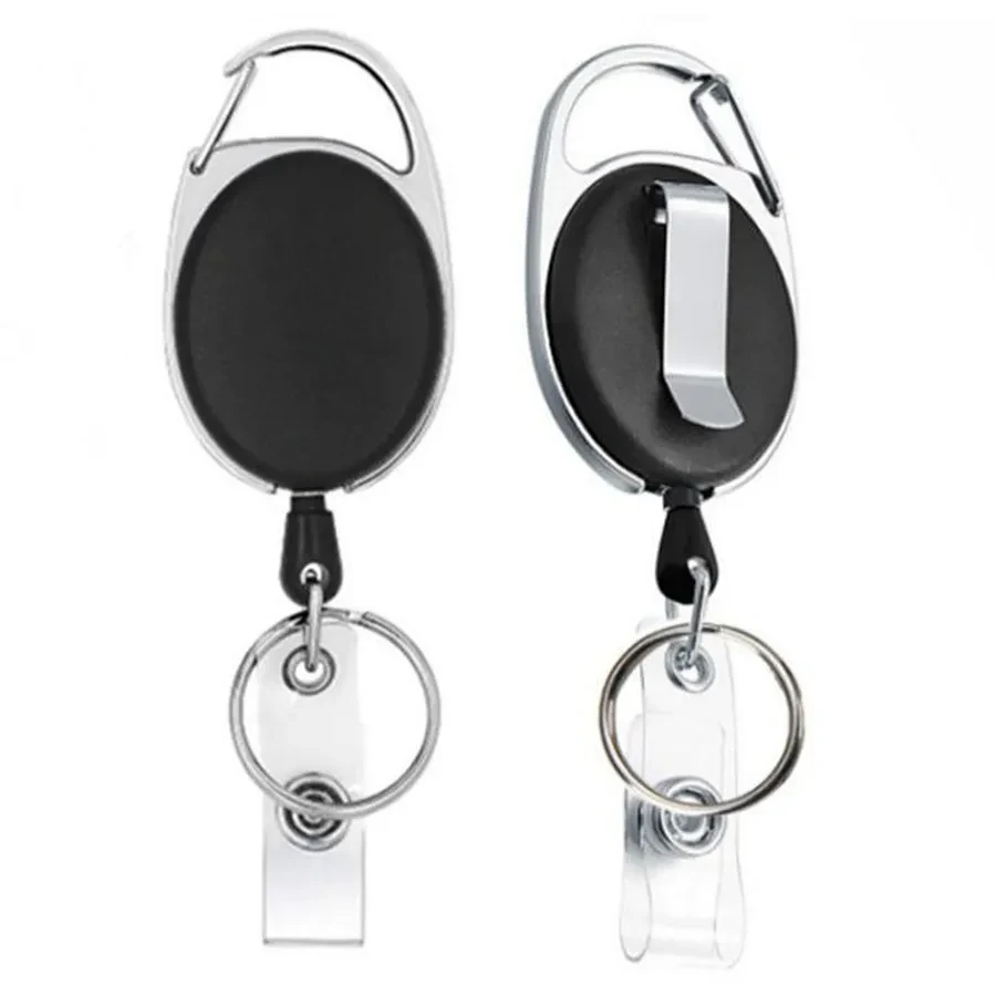 Solid Black and Steel Reel Keychain 1