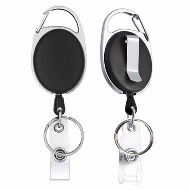 Solid Black and Steel Reel Keychain