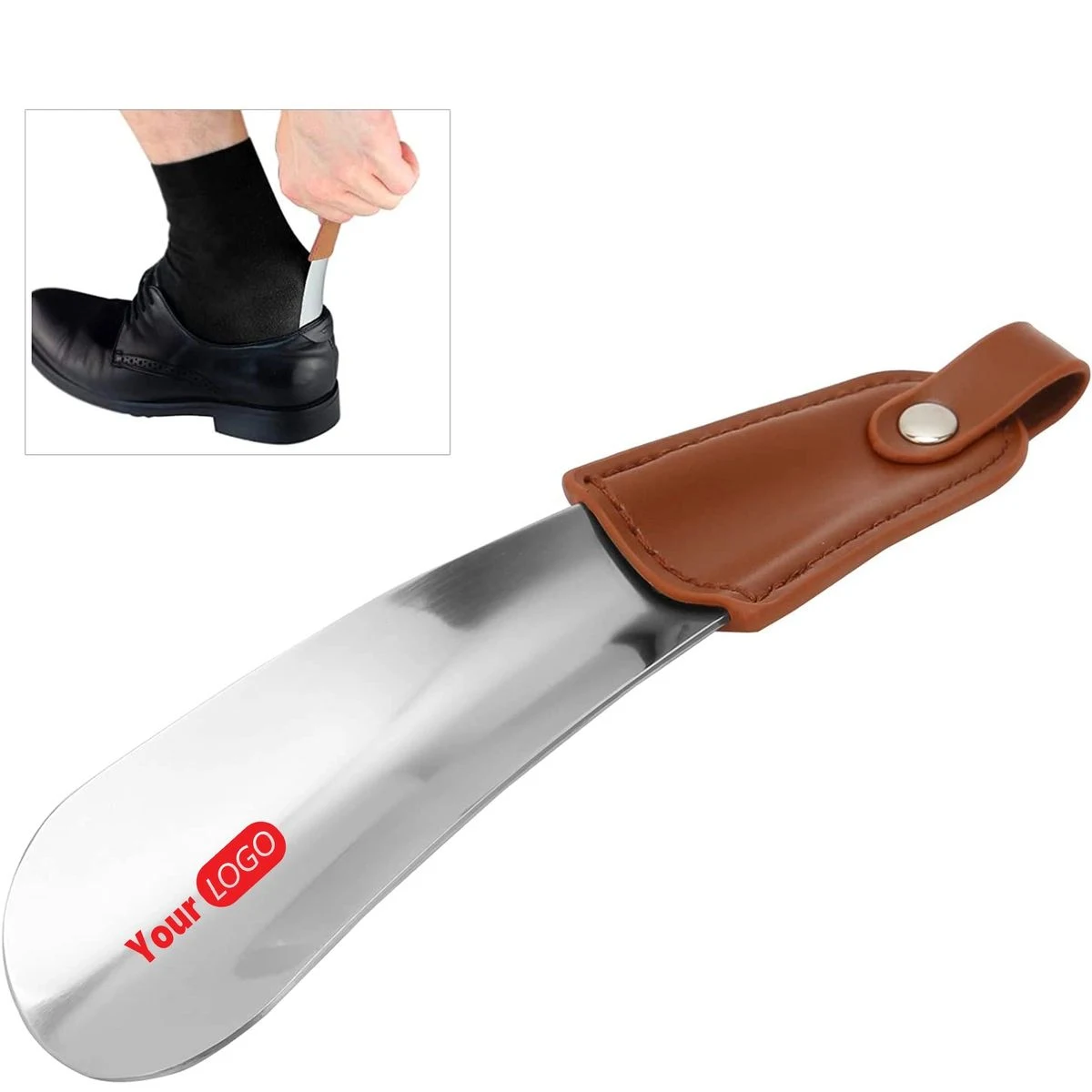 Protable Travel Shoe Horn with PU Leather Handle 1