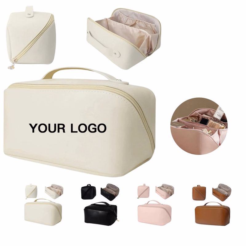 PU Cosmetic Bag with Waterproof Exterior and Compartments
