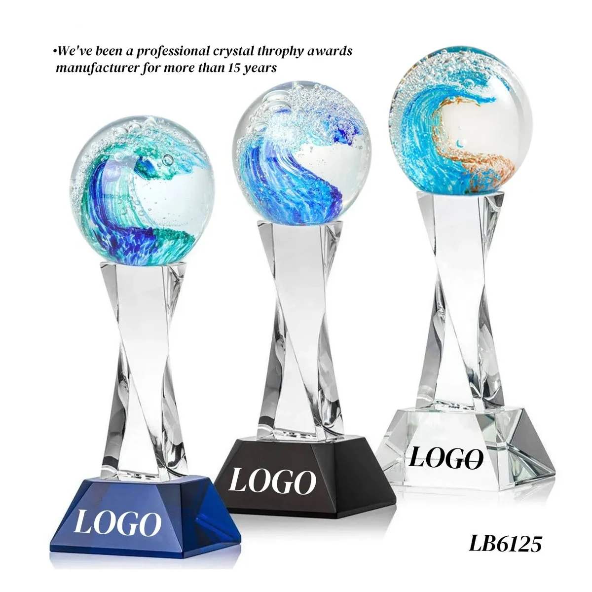 Ocean Waves Glass Ball Crystal Trophy Award Manufacturer 1
