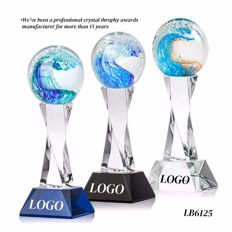 Ocean Waves Glass Ball Crystal Trophy Award Manufacturer