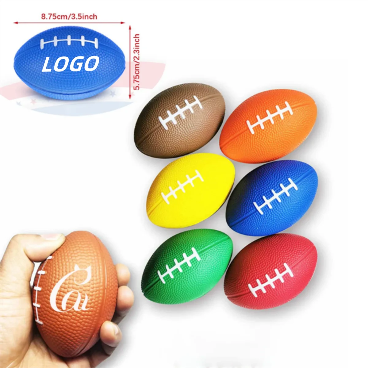 Custom PU Foam Anti Stress Squeeze Rugby Ball 1