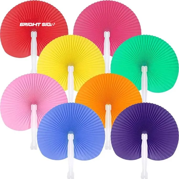 Decorative Foldable Paper Fan with Plastic Handle 1