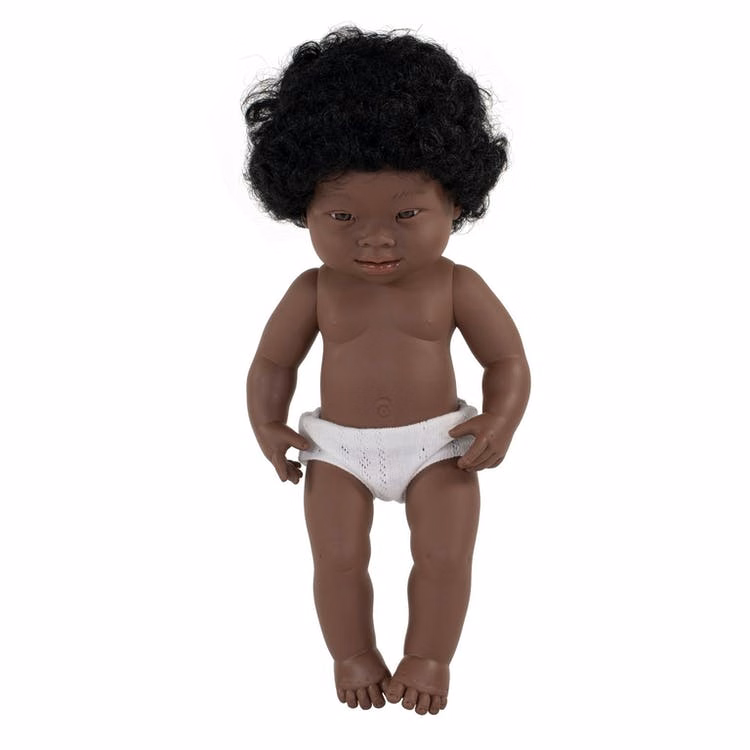 15" Down Syndrome Baby Girl Dolls - Black Hair