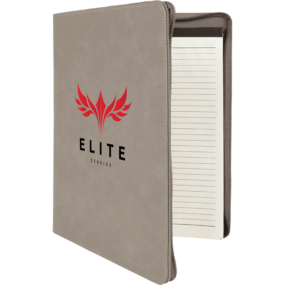 9" x 12" Leatherette Gray Portfolio with Zipper 1