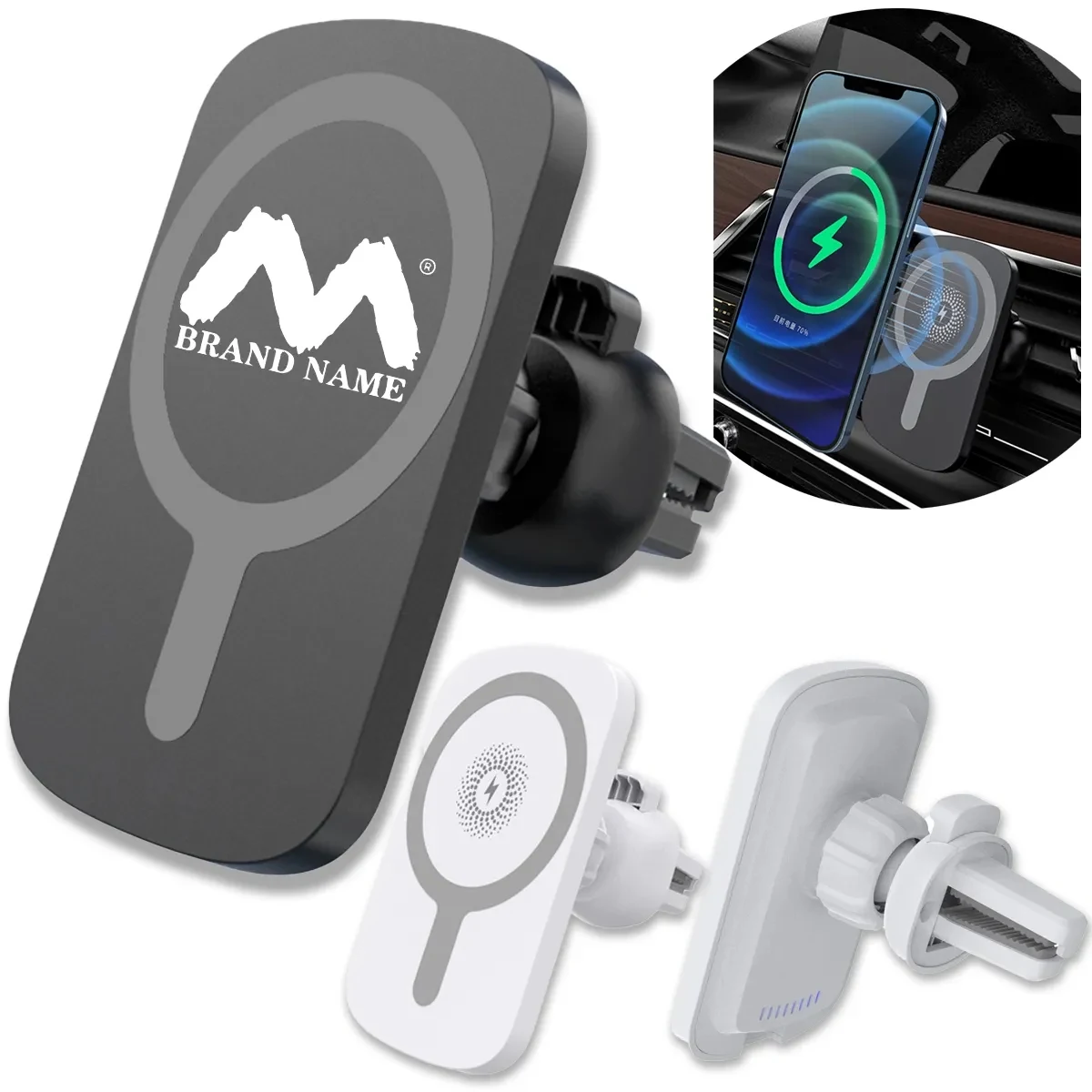 15W Portable Car MagSafe Wireless Fast Charger Phone Holder 1