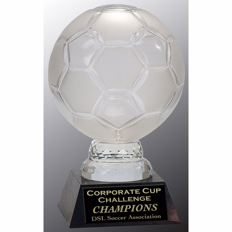 12" Glass Soccer Ball Award with Marble Base