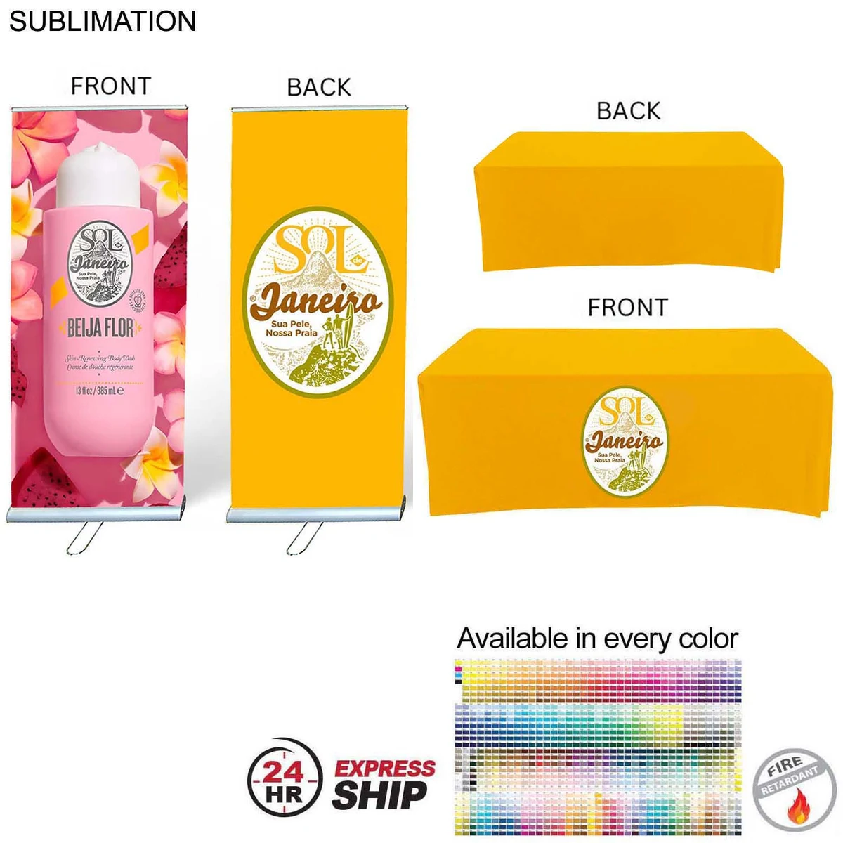 24Hr Express Ship - Outdoor Event Package 3, Double sided outdoor pull up banner+ 6' box fit Cloth 1