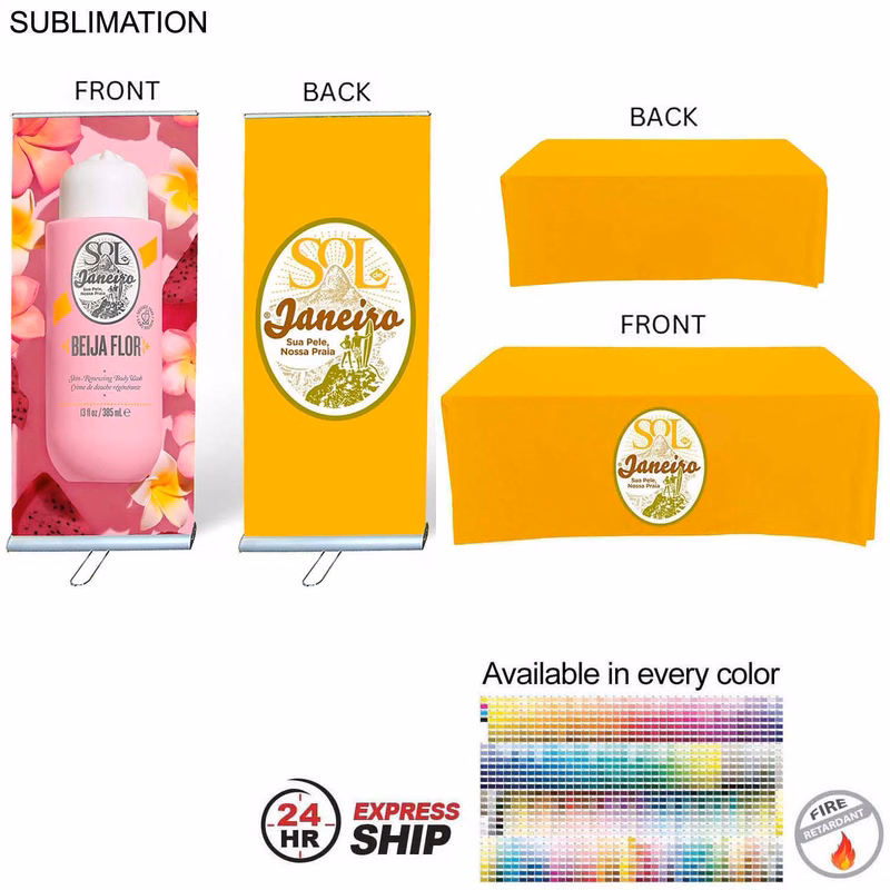 24Hr Express Ship - Outdoor Event Package 3, Double sided outdoor pull up banner+ 6' box fit Cloth