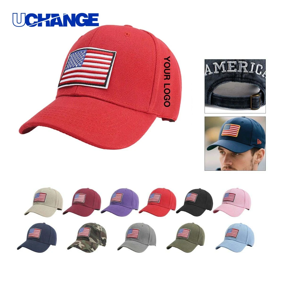 Moisture Wicking American Flag Baseball Cap for Outdoor Use 1