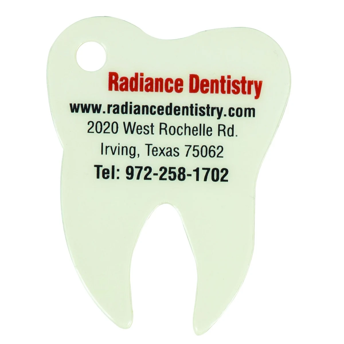 1.5"W x 2"H Tooth Shaped Key Tag 1