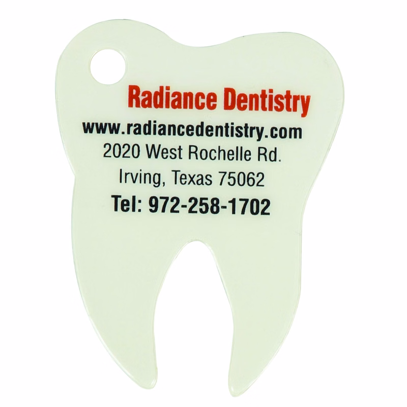1.5"W x 2"H  Tooth Shaped Key Tag