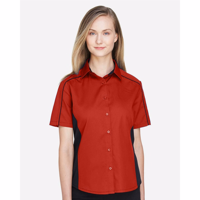 Women's Fuse Colorbloack Twill Short Sleeve Shirt - 77042