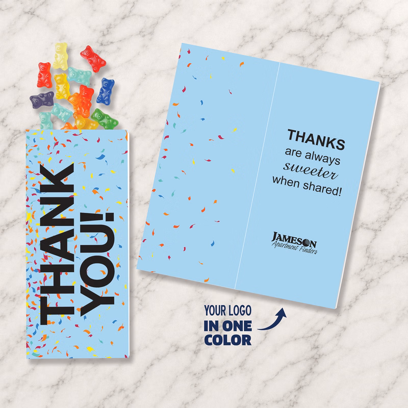 One Color Foil-Stamped Stock Gratitude Sweeter Cards with Albanese Gummi Bears
