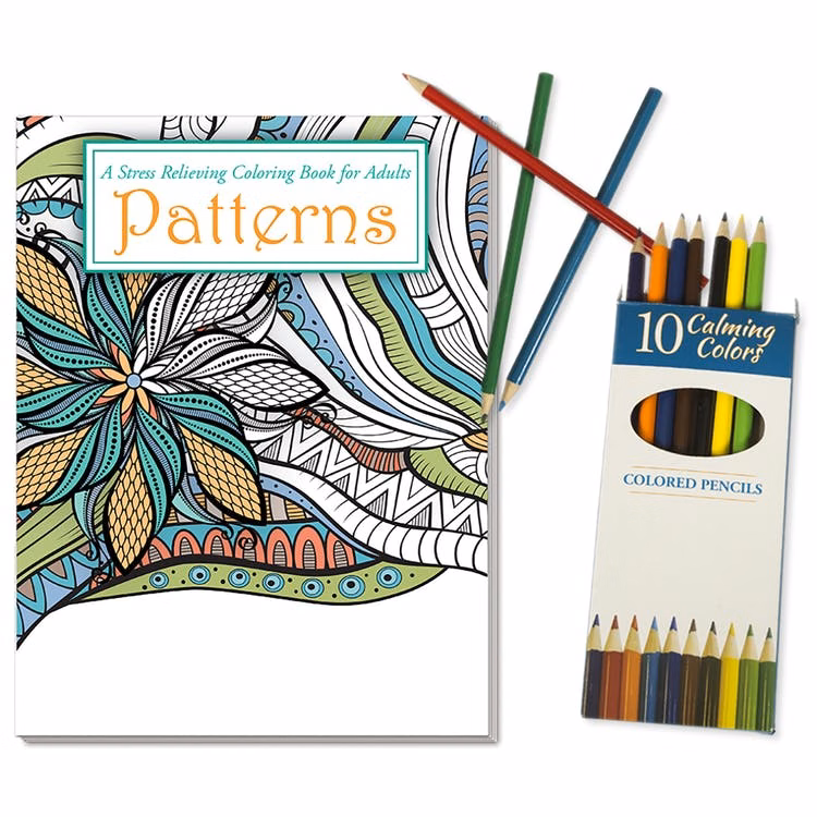 Adult Coloring Book Sets - 24 Pages Colored Pencils Included