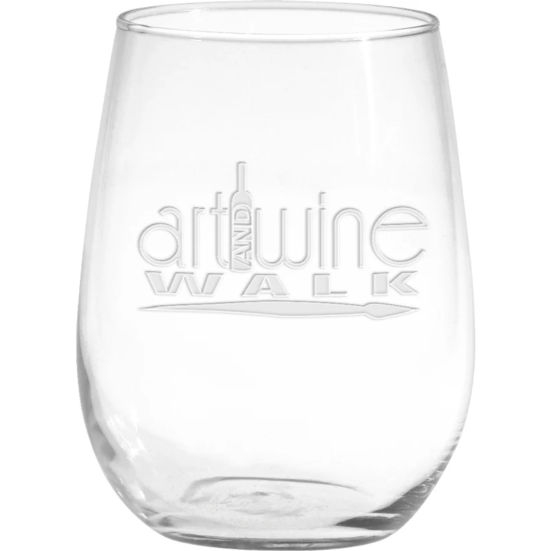 17 oz. Vina Stemless White Wine - Deep Etched 1