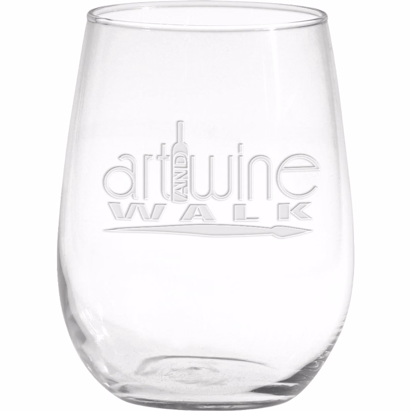 17 oz. Vina Stemless White Wine - Deep Etched