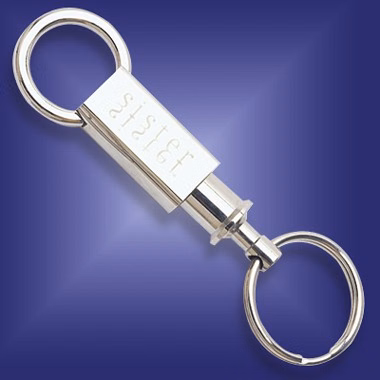 CHROME PLATED KEYRING W/ 2 RINGS & QUICK RELEASE