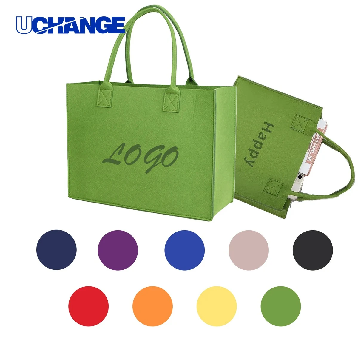 Large Felt Shopping Tote Bag, custom tote bag with logo imprint 1