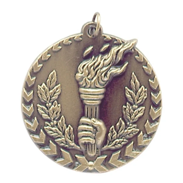 1.75" Antique Gold Torch Millennium Medal 1