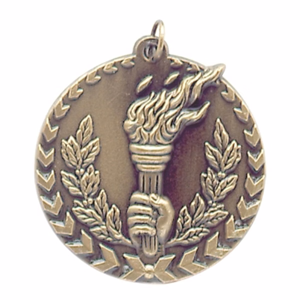 1.75" Antique Gold Torch Millennium Medal