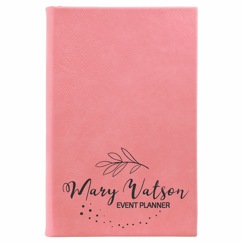5 1/4" x 8 1/4" Pink Leatherette Sketch Book-Unlined Paper