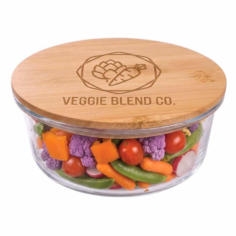 Round Glass Food Container w/Bamboo Lid