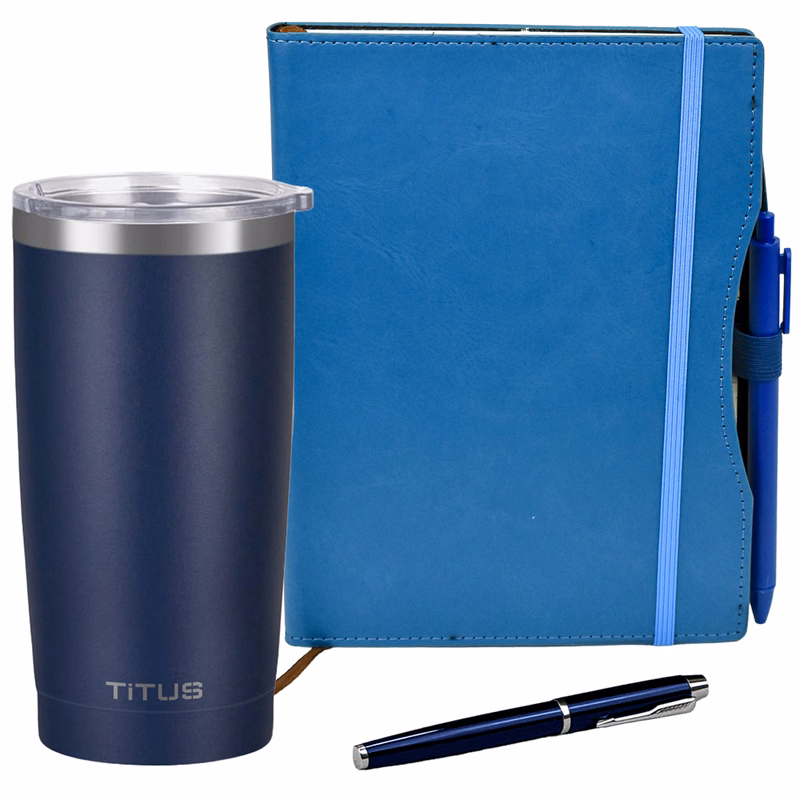 TiTUS® 20 oz Tumbler, Executive Companion Notebook & Pen Gift Set