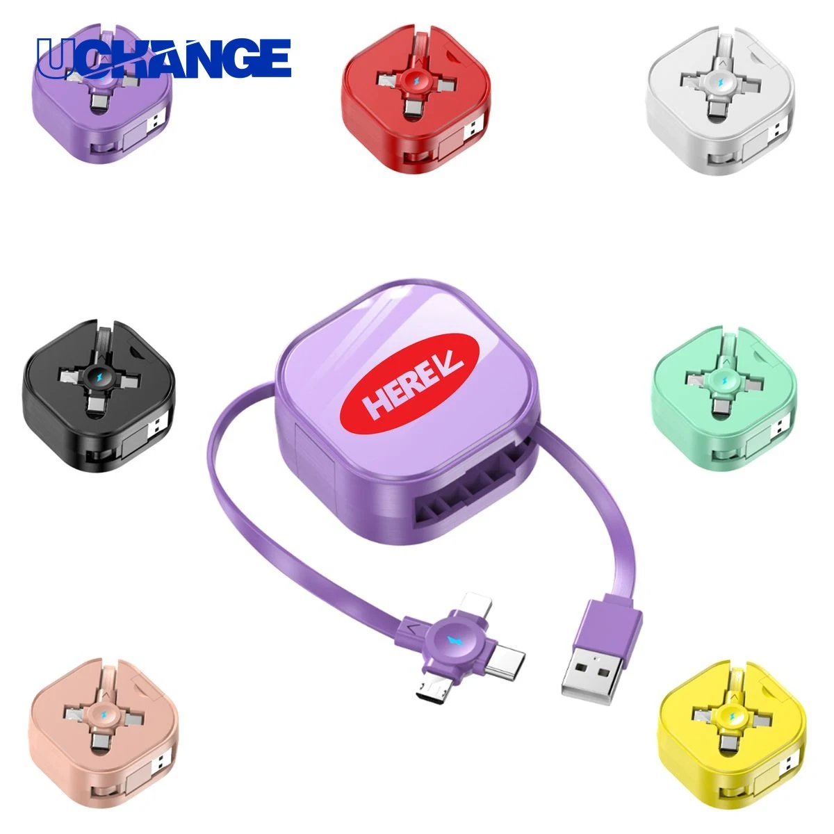 Cell Phone Holder with Retractable Data Cable 1