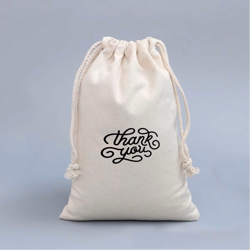 SMALL COTTON AND LINEN DRAWSTRING BAG ( 4'' x 4.7'' )