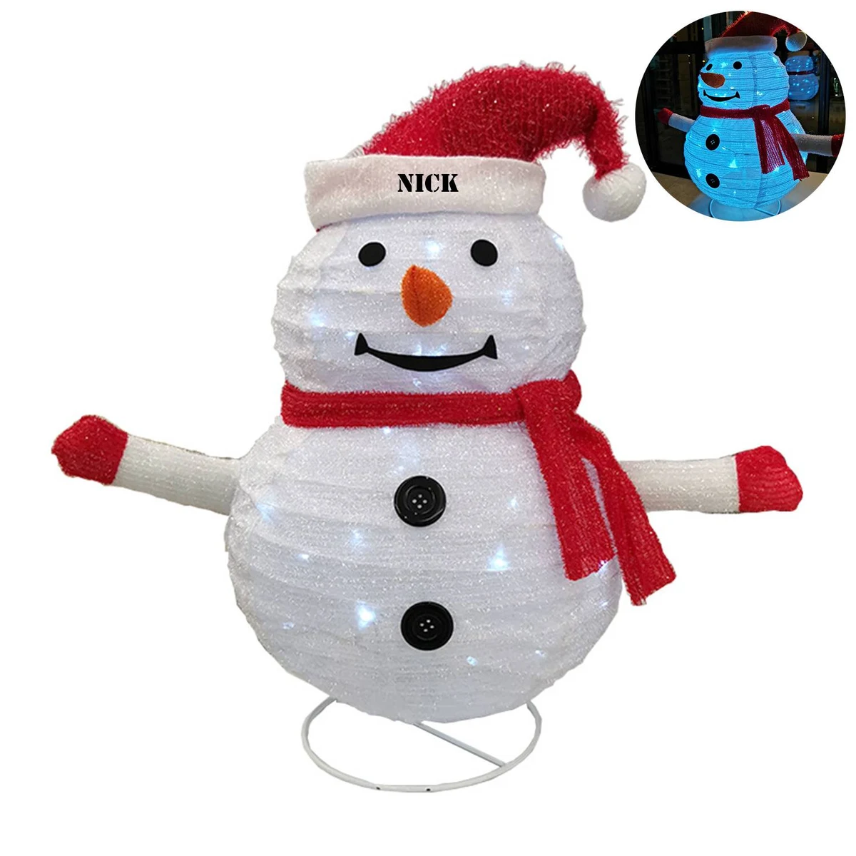 Collapsible Tinsel Snowman Light Christmas Decoration 1