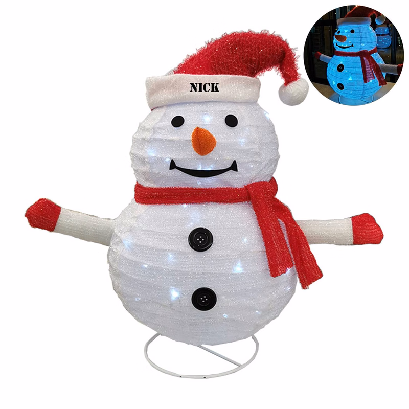 Collapsible Tinsel Snowman Light Christmas Decoration
