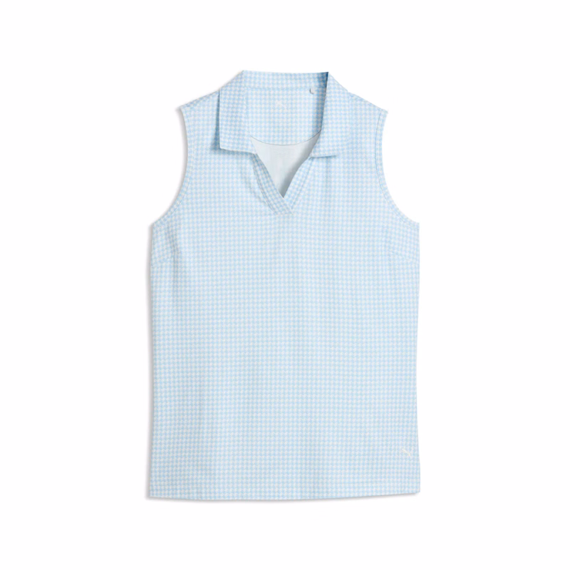PUMA® Women's CLOUDSPUN Mono Check Sleeveless Golf Polo with Custom Logo