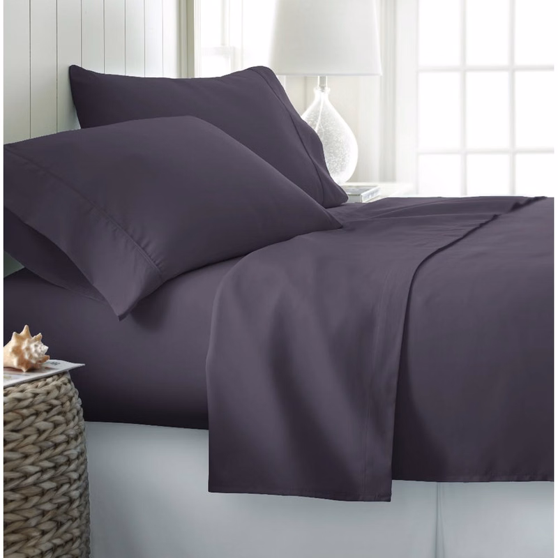 Microfiber Bed Sheet Sets - Purple Full 4 Piece Double-Brushed