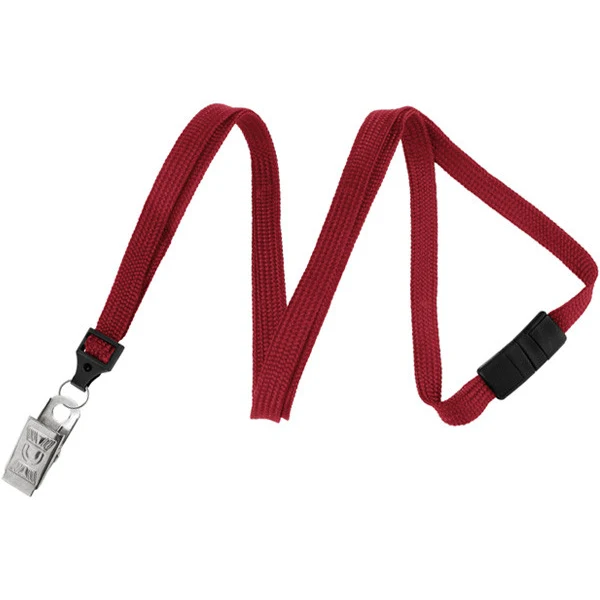 3/8" Breakaway Blank Lanyard w/Bulldog Clip (Red) 1